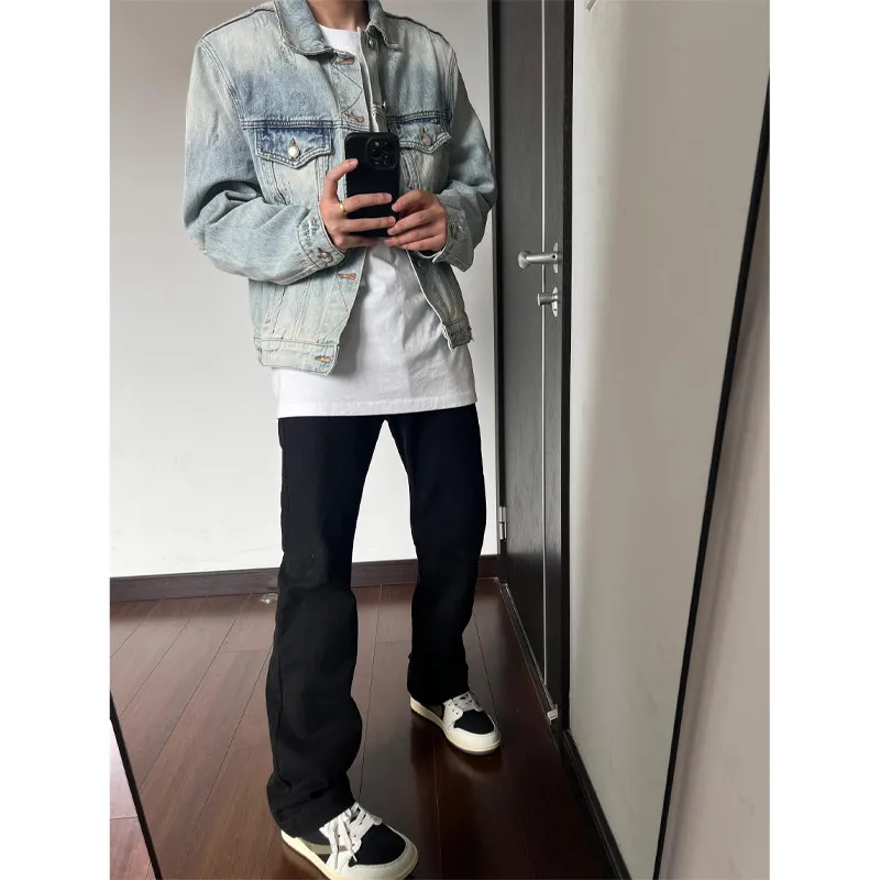 

Cleanfit Bla Knife Jeans Men Slimming High Waist Straight Leg American High Street Faion Youth Wear Cotton 00%