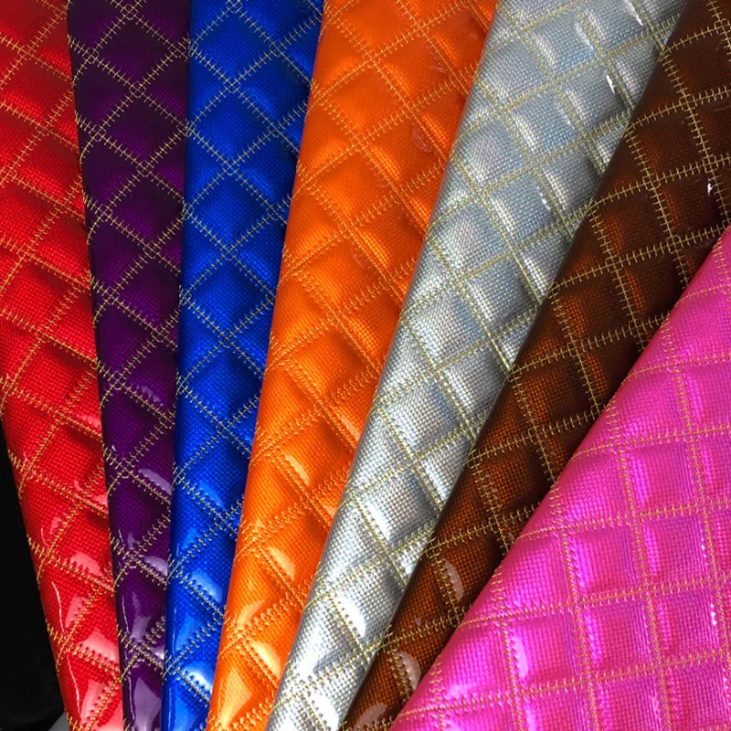 100x150cm Quilted Laser Leather Fabric Car Upholstery Trim Stage Costume Thick Sponge Diamond Embroidered Leather DIY Material