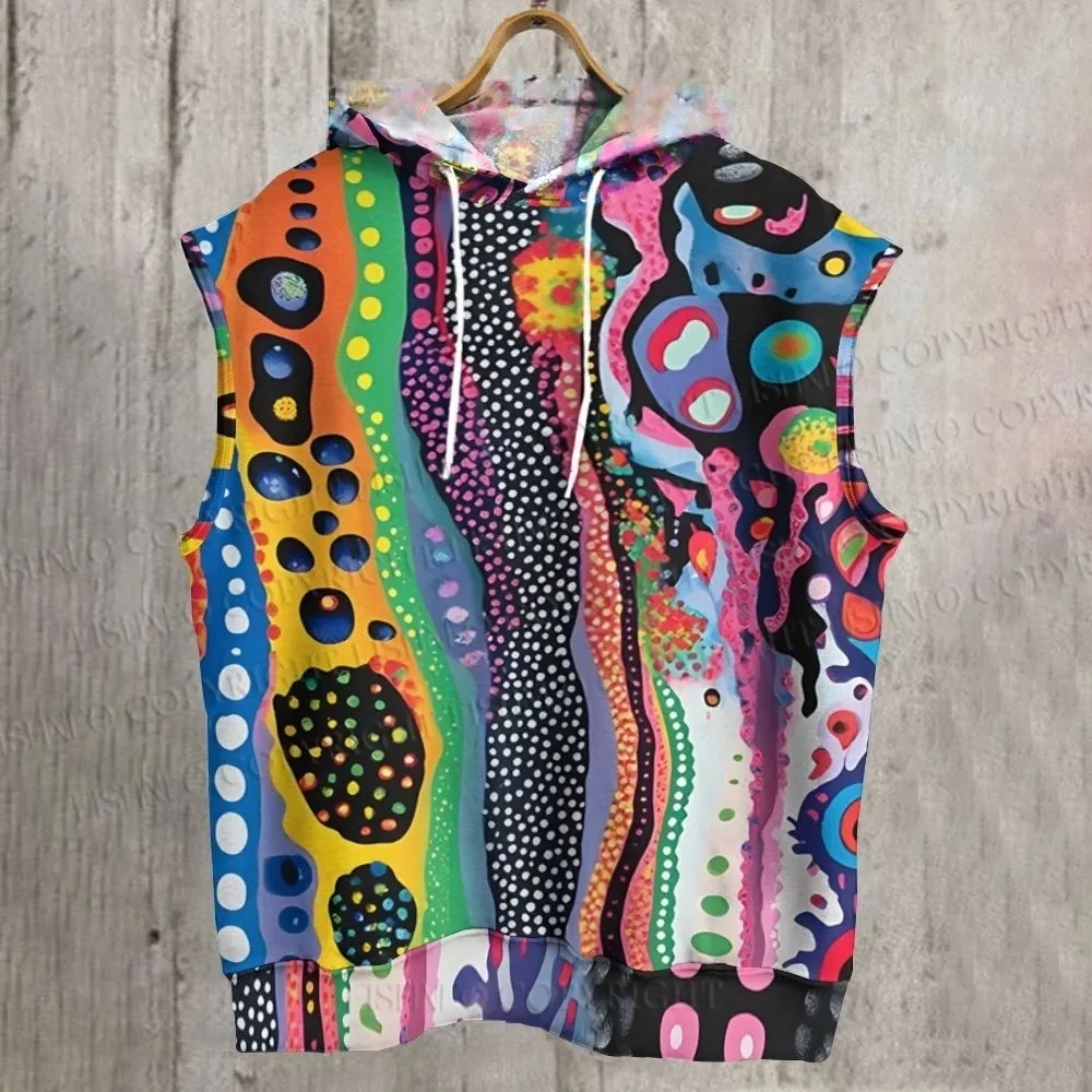 Unisex Vintage Frog Printed Sleeveless Hoodie 3D Printed Hoodie Sweatshirt For Men's