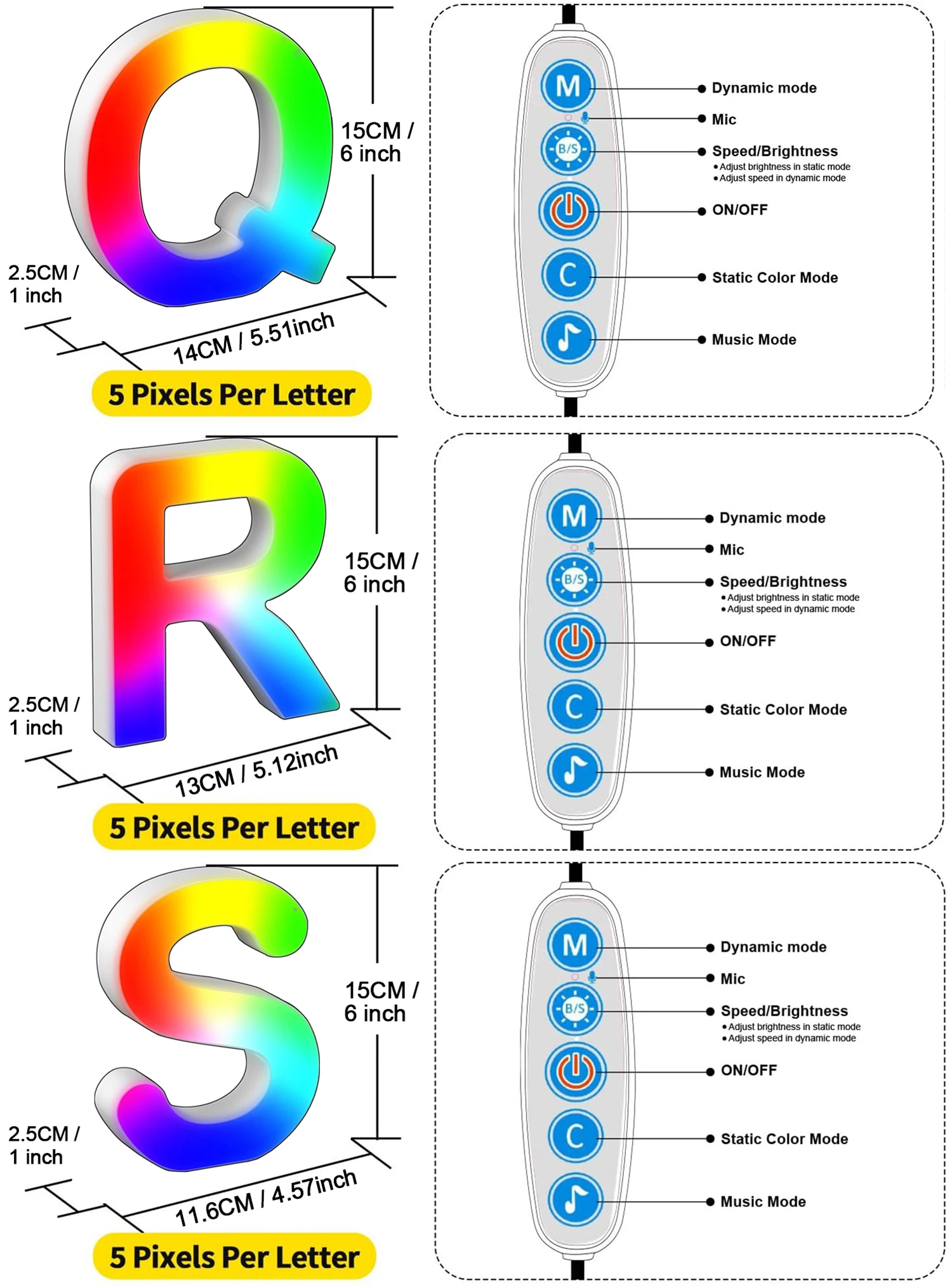 1PC Smart LED Letter Light - DIY RGB Marquee App Control Music Sync Indoor Sign Game Holiday Party Wedding Graduation Season A-Z