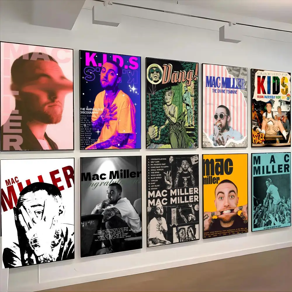 Mac Miller Singer Hip hop Vintage Poster Self-adhesive Advanced Aesthetic Printing Paper Wall Art for Living Room Home Decor