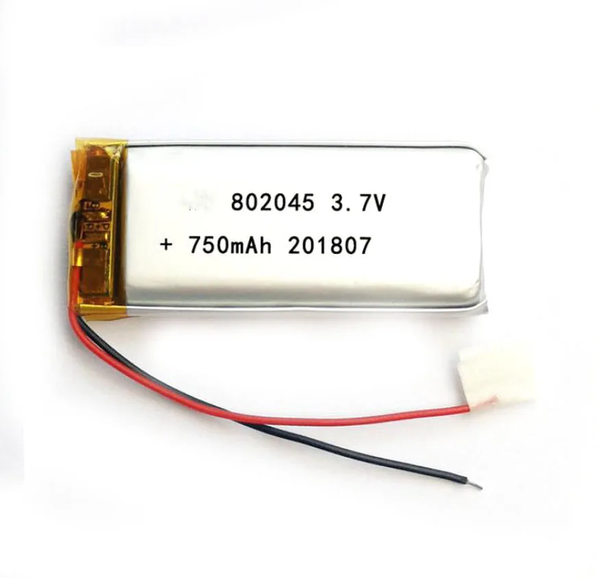 2/5/10/20 Pcs 3.7V 750mAh 802045 Lithium Polymer Ion Battery 2.0mm JST Connector