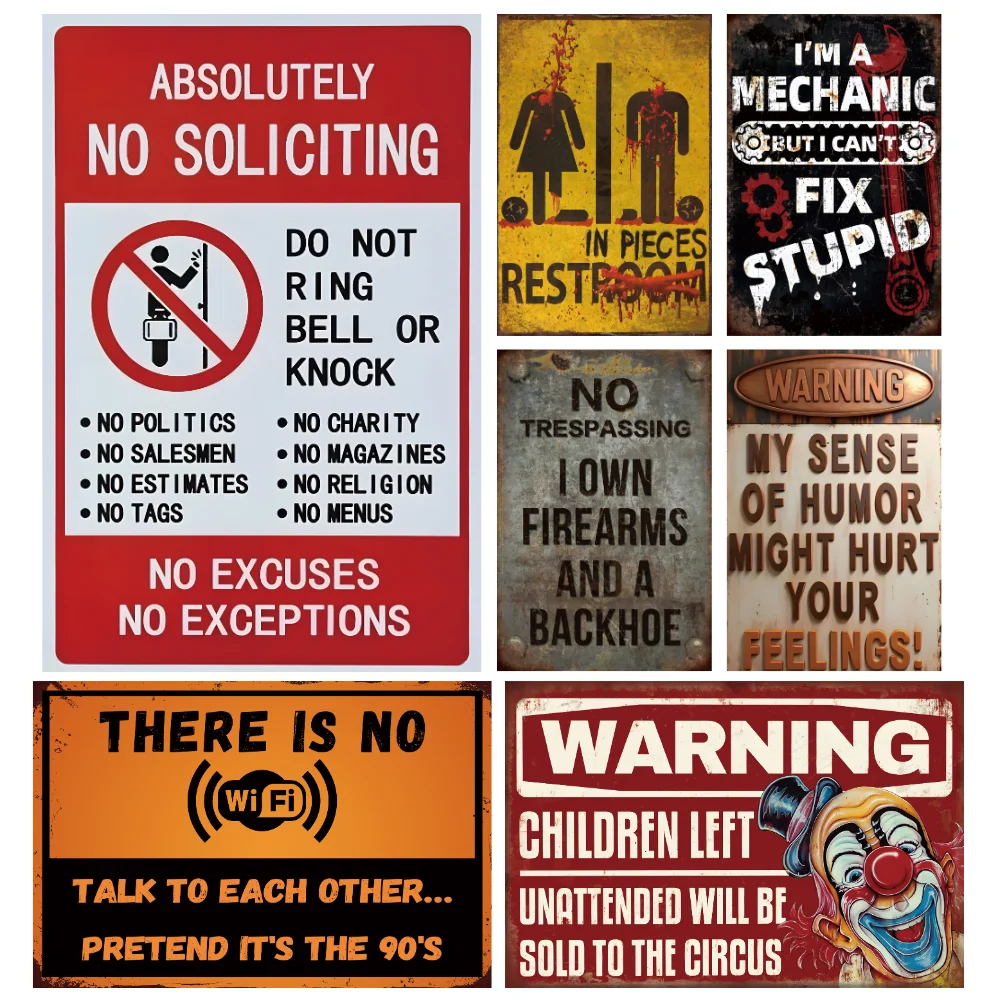 “Absolutely No Soliciting - Do Not Ring Bell, No Excuses, No Exceptions” Metal Sign Vintage Tin Poster For Room Home Garden Bar