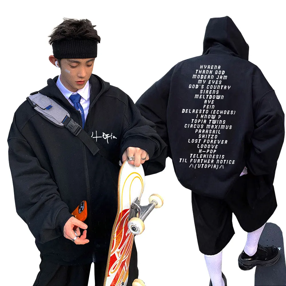 

Limited Cactus Jack Zipper Hoodie Men Casual Oversized Zip Up Hoodies Mens Hip Hop Vintage Zip Up Jacket Male Fashion Streetwear