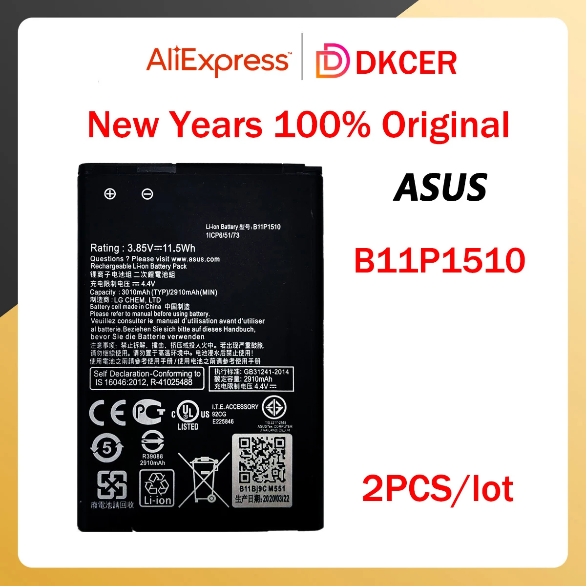 

Original Battery for ASUS ZenFone Go TV, High Quality Batteries, B11P1510, 3010mAh, ZB551KL, X013DB, ZB551KL, New