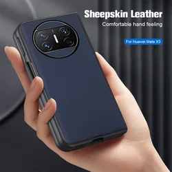 For Huawei Mate X3 Case Sheepskin Leather Silicone Cover Coque Huawey Hauwei MateX3 X 3 3X 4G Camera Protection Anti-fall Bumper