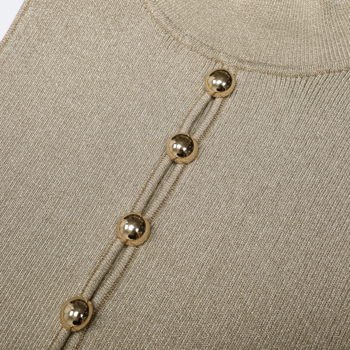 25322 haute Version été nouveau tempérament à la mode trajet tricoté soie brillante coupe ajustée col rond sans manches longue robe