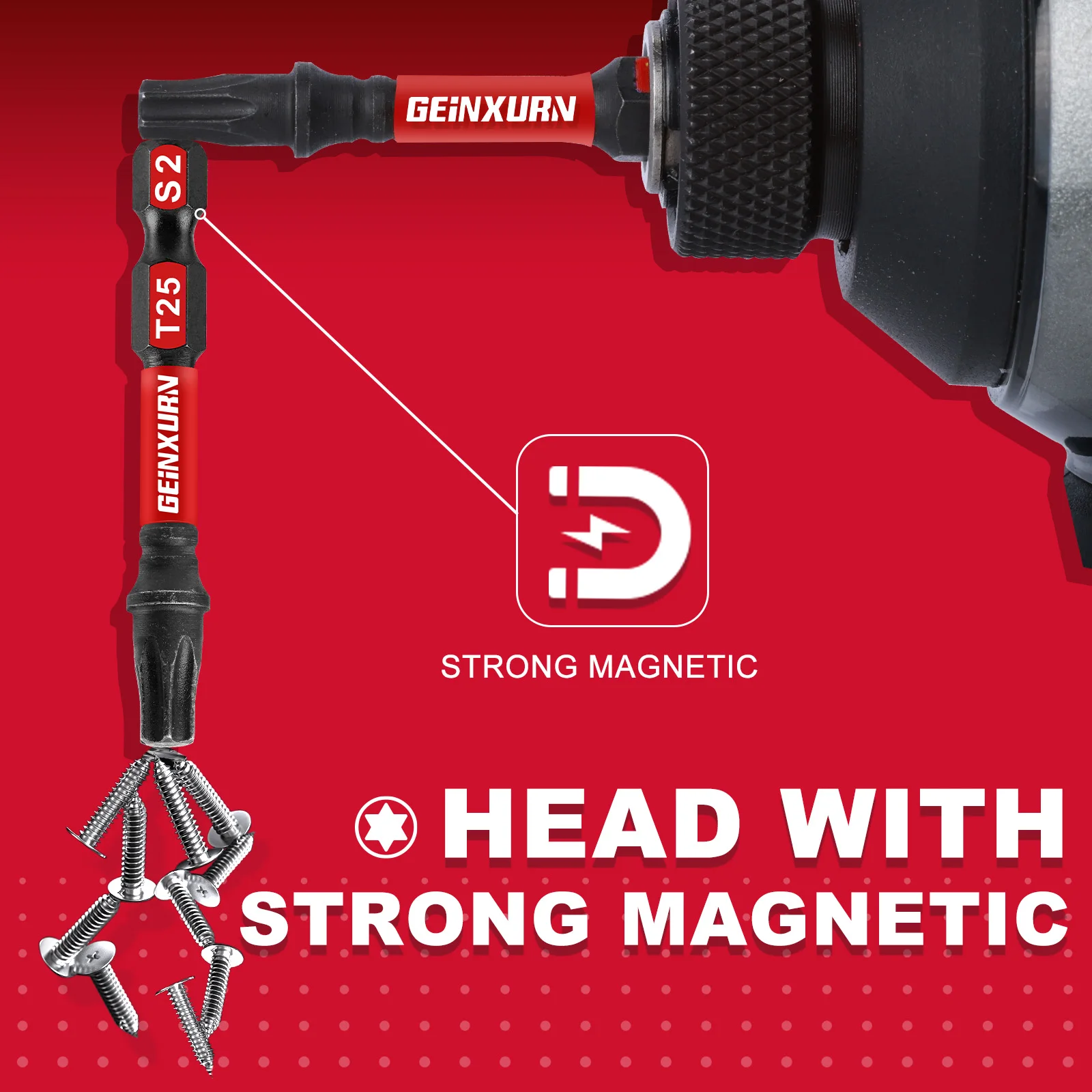 Geinxurn T25 Torx Screwdriver Bit Set,Impact Tough Magnetic S2 Alloy Steel Star Bit with Storage Organizer