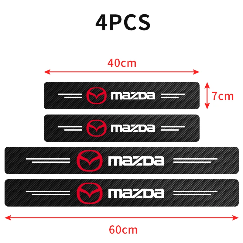 4pcs Carbon Fiber Car Threshold Protection Sticker runk Anti Scratch for Mazda 3 CX3 CX4 CX5 CX7 CX8 CX9 CX30 RX7 Atenza Axela