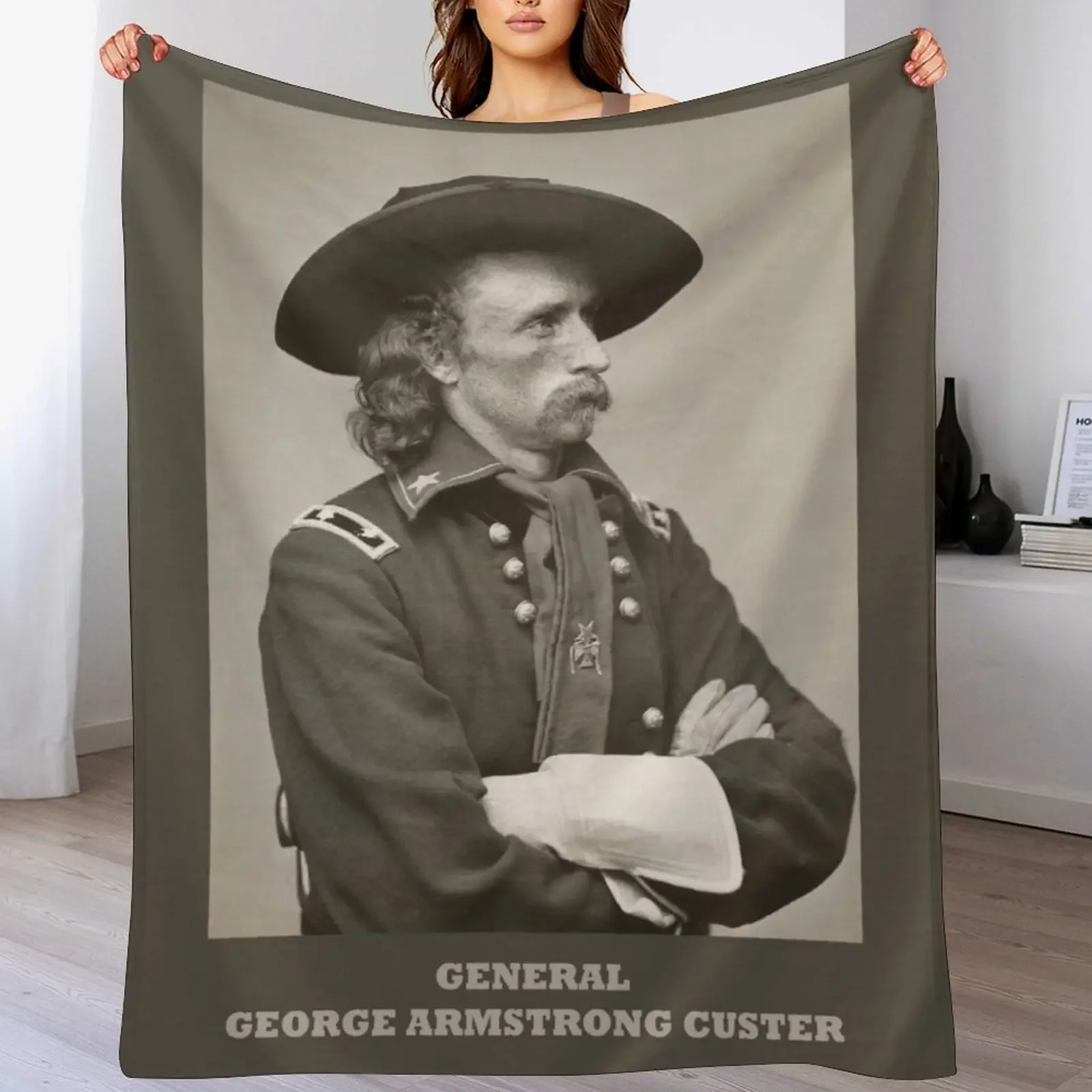 

New General George Armstrong Custer Throw Blanket Flannel Picnic Bed Fashionable Kid'S Blankets