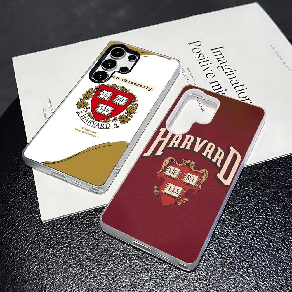 fashion Harvard Phone Case for Samsung S26 S25 S24 S23 S22 S21 FE Plus Ultra Black 2-in-1 Jelly silicone case