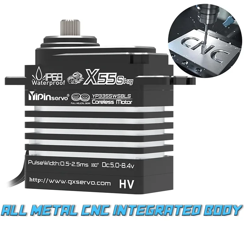 SkyDElYIPIN X55S 55KG Brushless Digital Servo Helical Metal Gear IP68 Waterproof For RC Crawler Truck Robot Arm DIY