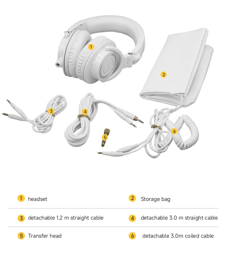ATH-M50X Studio Monitor-hoofdtelefoon Over-ear Hi-Res Audio Opvouwbare afneembare kabel voor DJ-mixopname