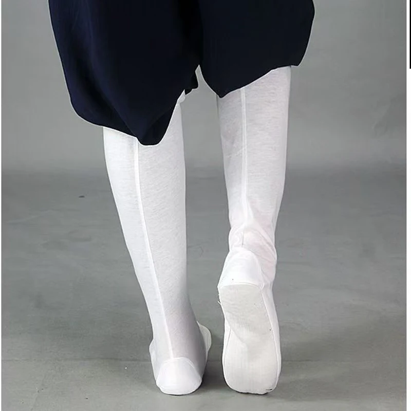 Bawełniane chińskie tradycyjne skarpetki Hanfu Kung Fu białe skarpetki Wudang Taichi Anime do odgrywania ról przebranie na karnawał dodatki odzieżowe