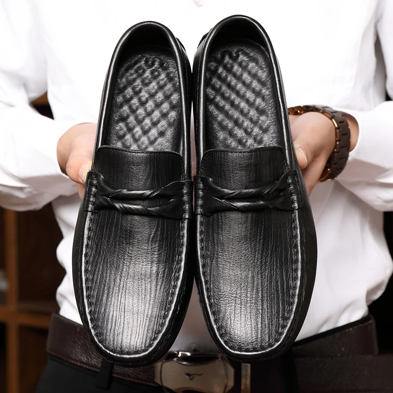 

Branded men's leather loafers, soft, breathable and lightweight, flats and casual shoes, driving shoes, sizes 39-44