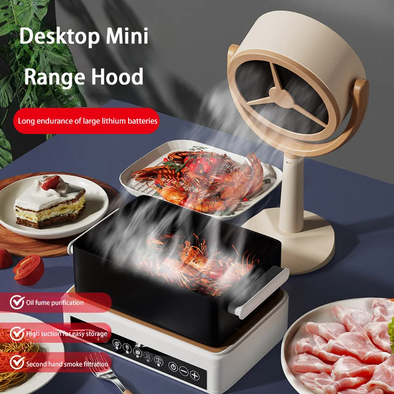 Xiaomi Small Range Hood Extractor Portable USB Charging Mini Range Hood Adjustable Angle for BBQ Hot Pot Kitchen Appliances