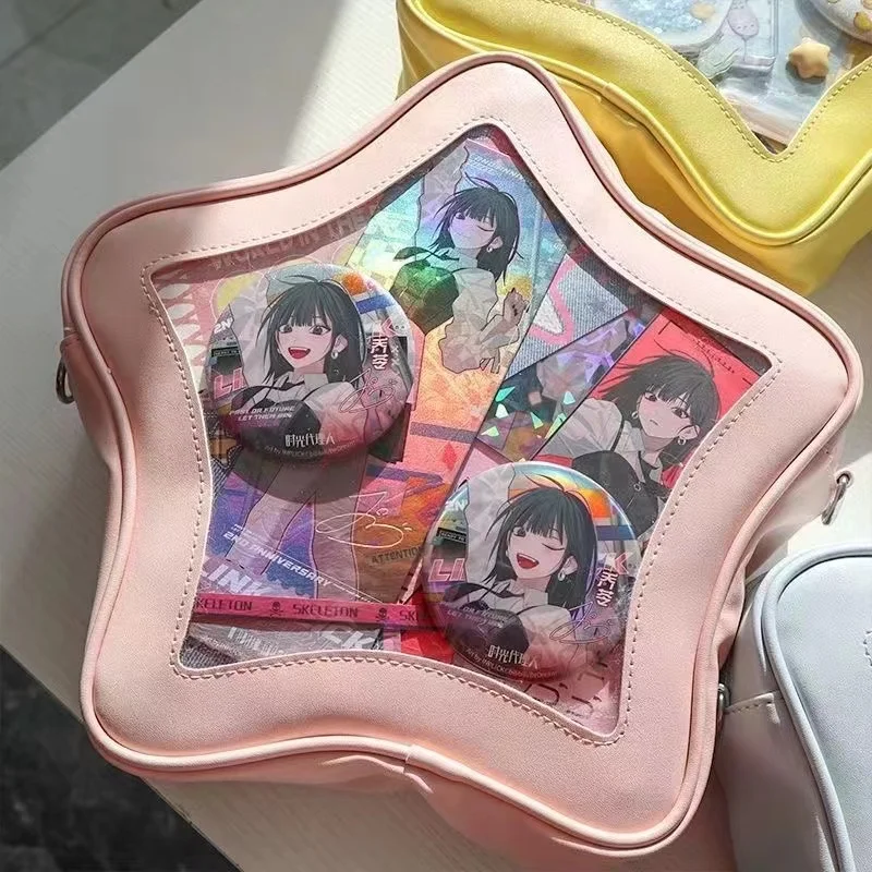 Umhängetaschen Frauen Winter Ita Tasche Süße Chic Fünf-sterne Schulter Tasche Nette Kawaii PU Transparent Kreuz itabag