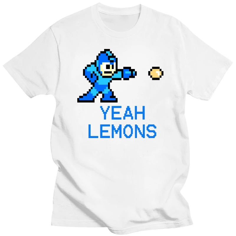 Yeah Lemons T-Shirts for Men Mega Man Rockman Rokkuman Dr.Light Humanoid Humor 100% Cotton Tees Crew Neck Short Sleeve T Shirts