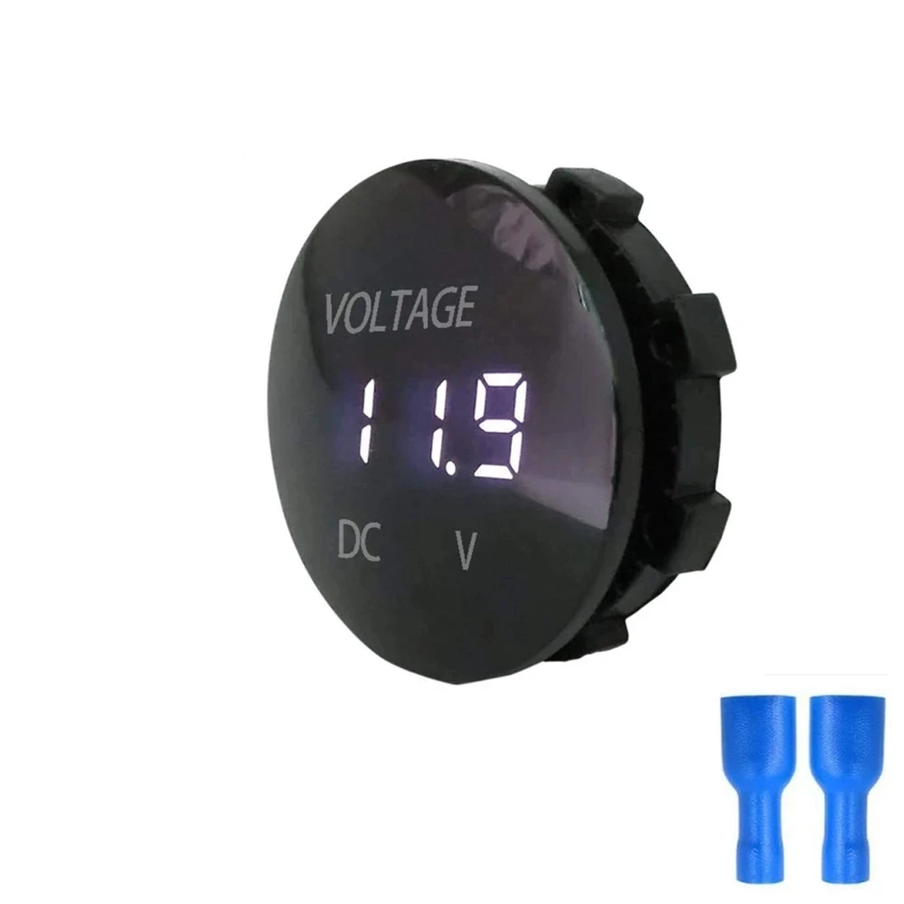 DC 5V-48V LED Mini Round Waterproof Motorboat Motorcycle Panel Digital Voltmeter Tester Monitor Display Voltmeter