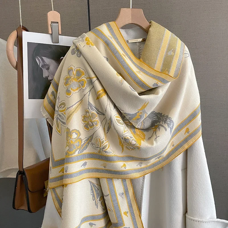 2024 Luxury Travel Poncho Warm Cashmere Scarf Women Thick Blanket Winter Bufanda Shawl Print New Wraps Pashmina Female Stoles