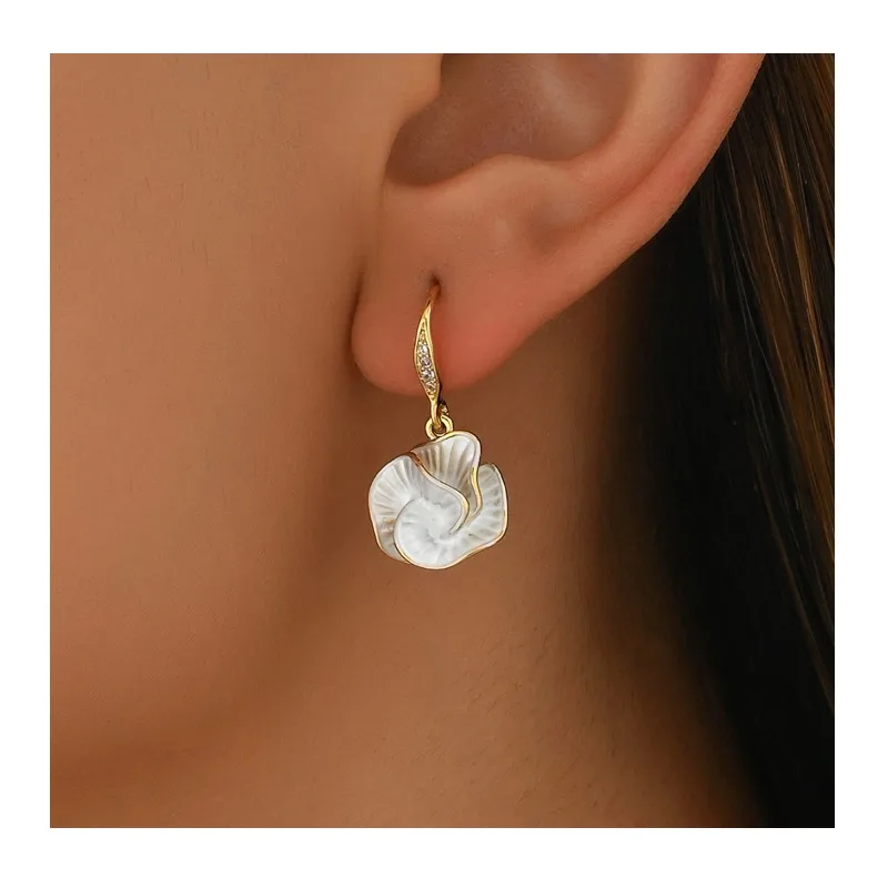 

Серьги-гвоздики Wind Lady Oil Drop Flower с цирконами, высококачественные, в форме цветка камелии