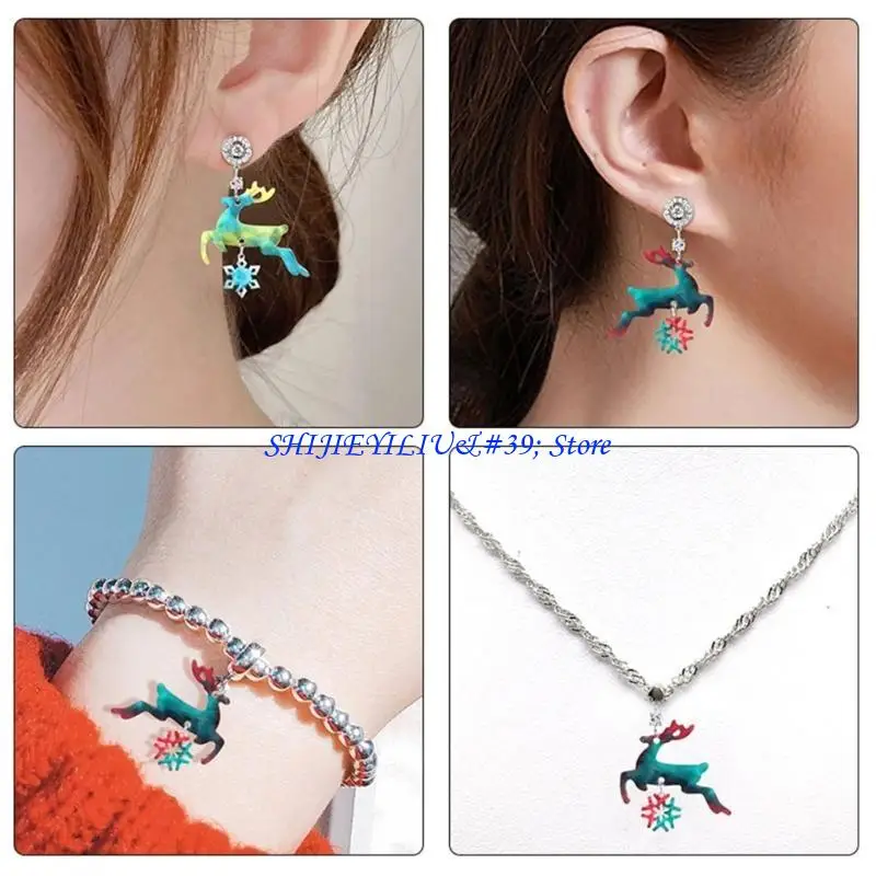 

E21F силиконовые формы, принадлежности для литья ювелирных изделий, формы для подвесок в виде сережек со снежинками и оленями