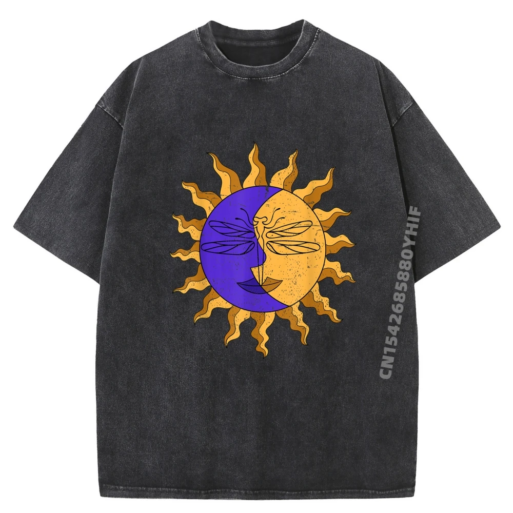 

Молодежные футболки в стиле хип-хоп для мужчин, потертые футболки в стиле ретро, футболки Sun Stargazer Celestial Body с мистическим рисунком