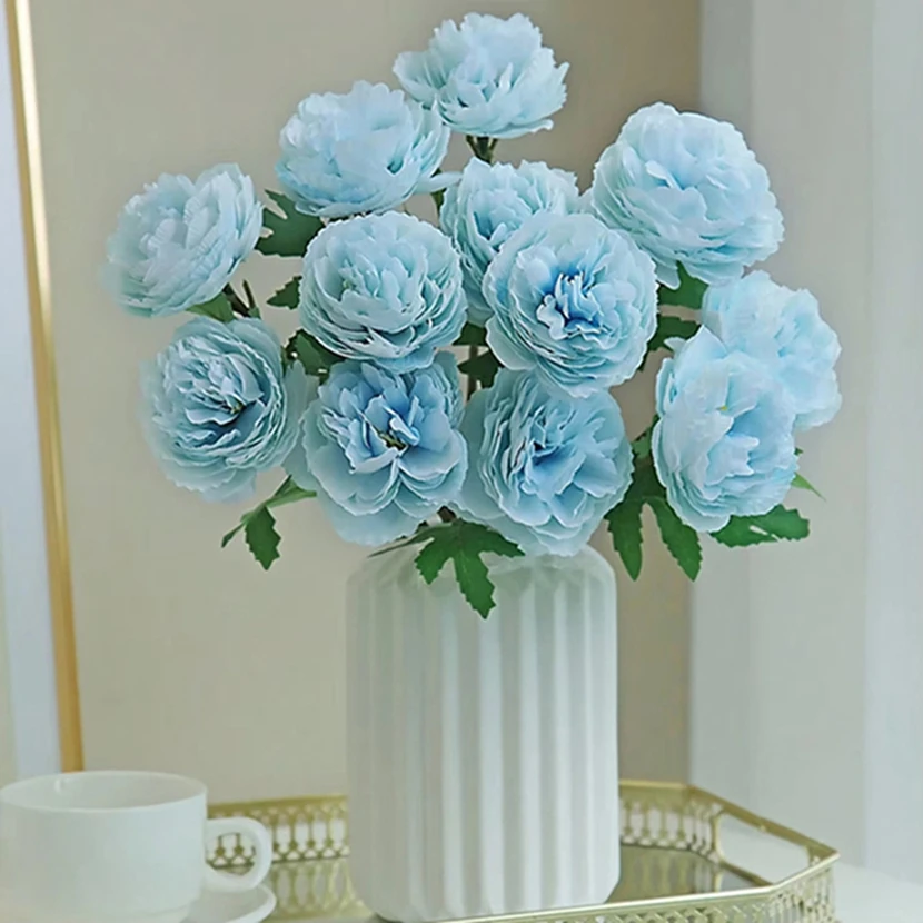 5 قطعة زهرة اصطناعية الحرير الفاوانيا الزفاف باقة الزفاف في الهواء الطلق فناء غرفة المنزل الاستقبال ديكور إكليل جميل لتقوم بها بنفسك صندوق الهدايا #4