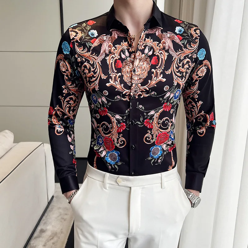 

Spring - Autumn New High street Men's shirt Personalized 3D Print Shirt Fashion Oversized Men's Casual Long sleeved Shirt S-5XL