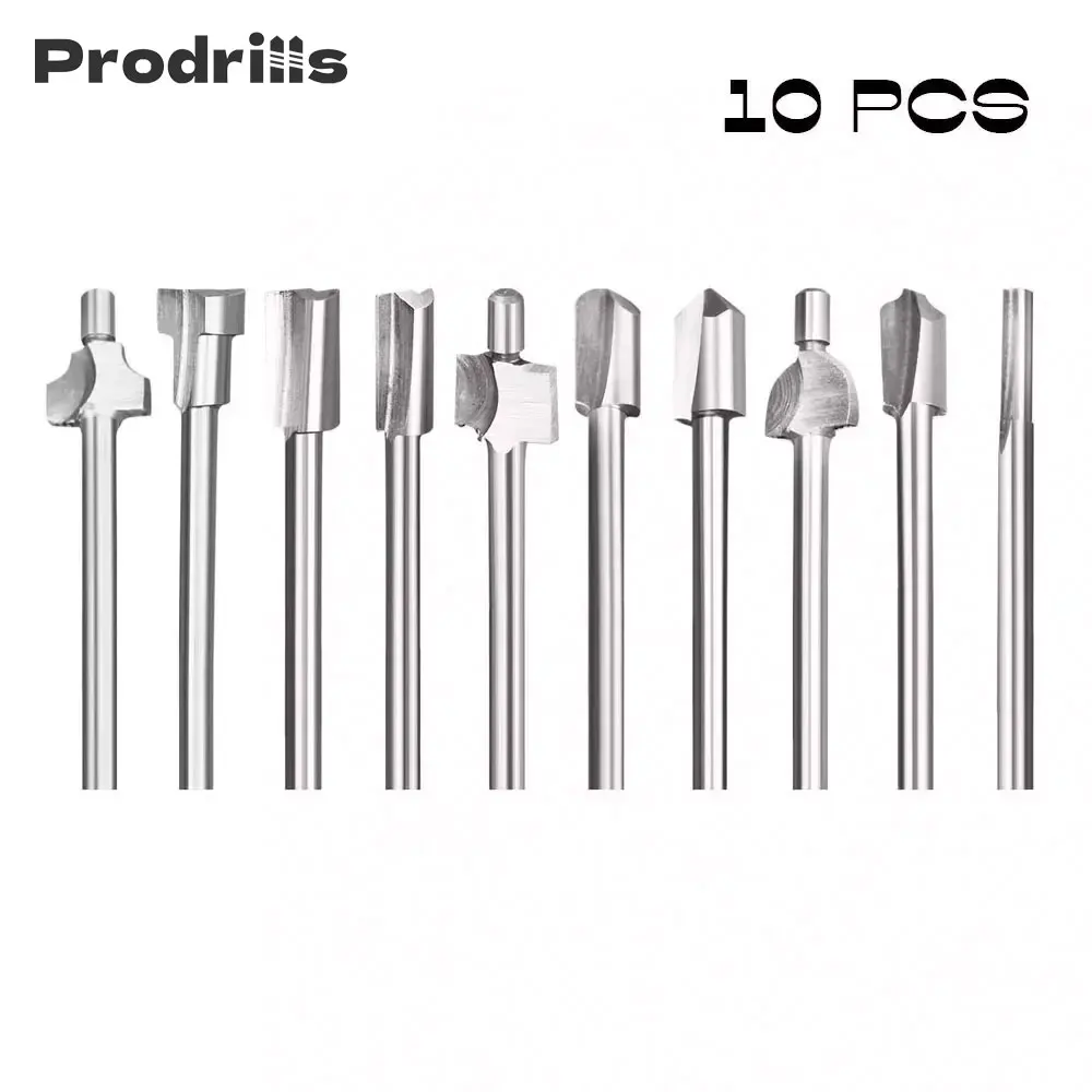 

10pcs HSS Router Bits Wood Cutter Milling Fits Dremel Rotary Tool Set 1/8" 3mm Shank Carpentry Router Bits For Rotary Tools DIY