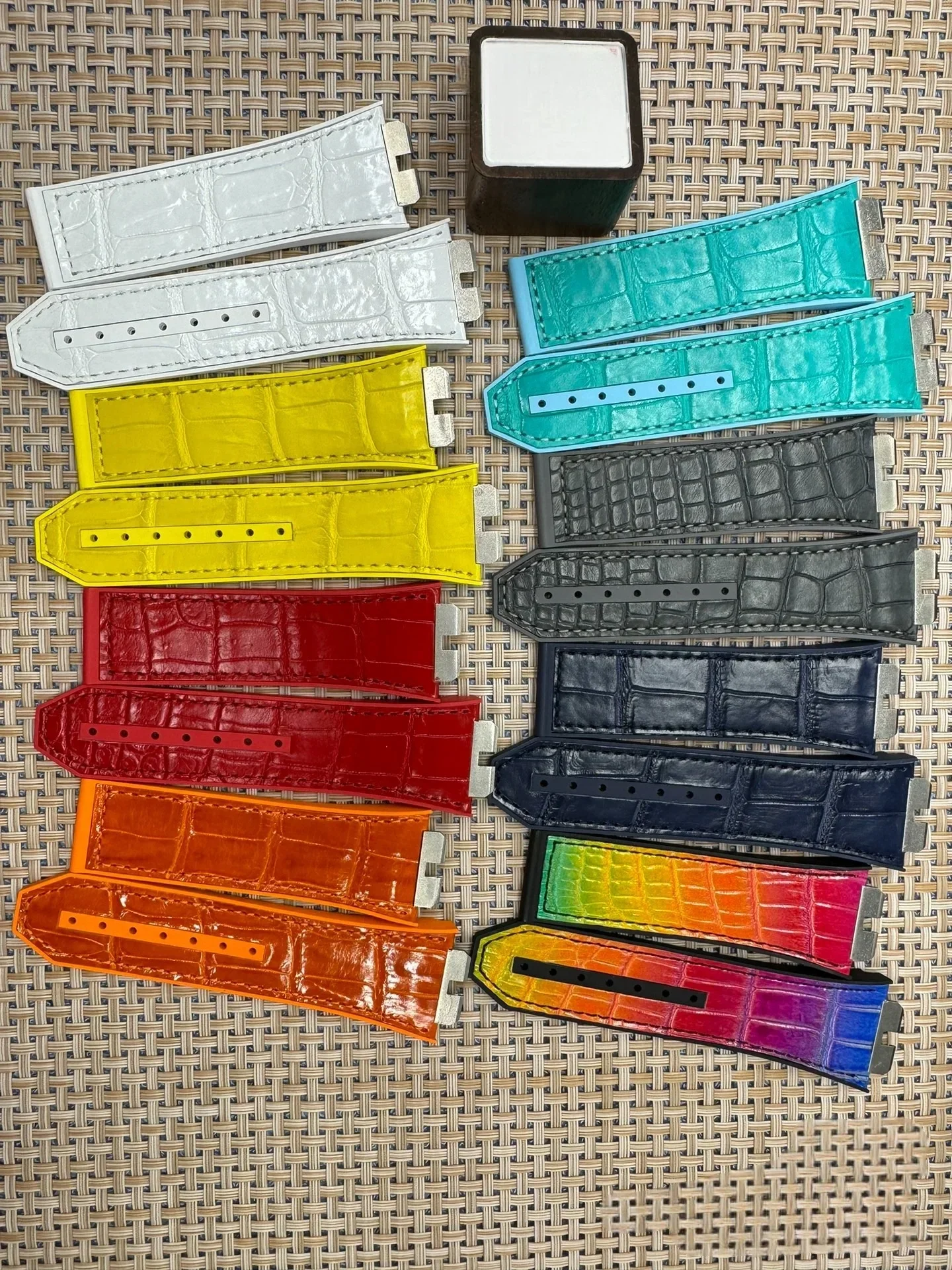 Quick Release Bracelet Rainbow Genuine Cowhide Leather Watchband For Hublot 411 415 Series strap 27mm