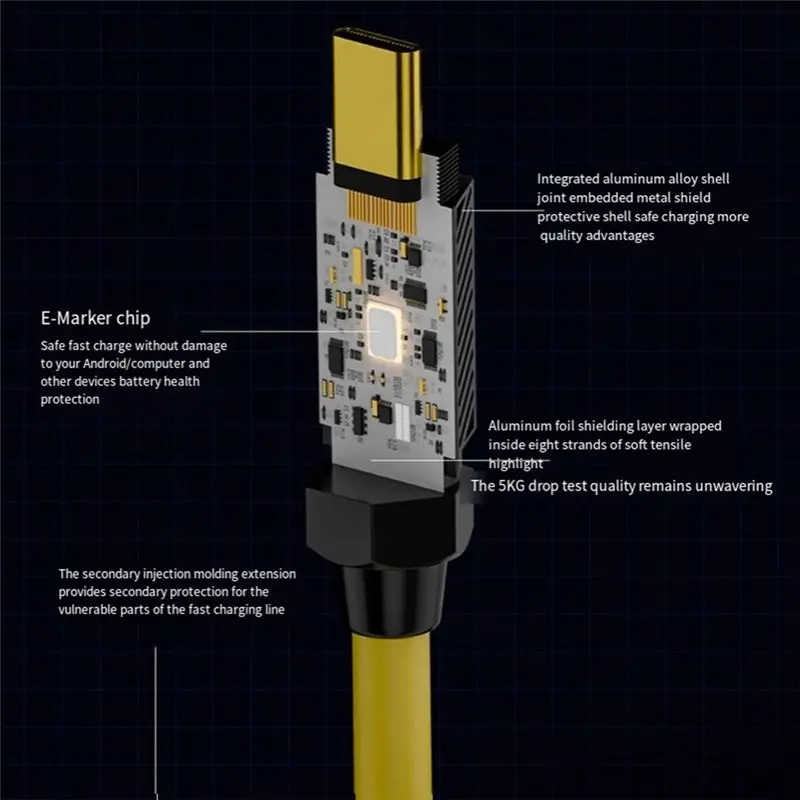 AED6-PD 140 واط الربط كابل بيانات شحن سريع 20 جيجابت في الثانية 8K HD C إلى C كابل الربيع نوع C سلك موسع قابل للتطوير