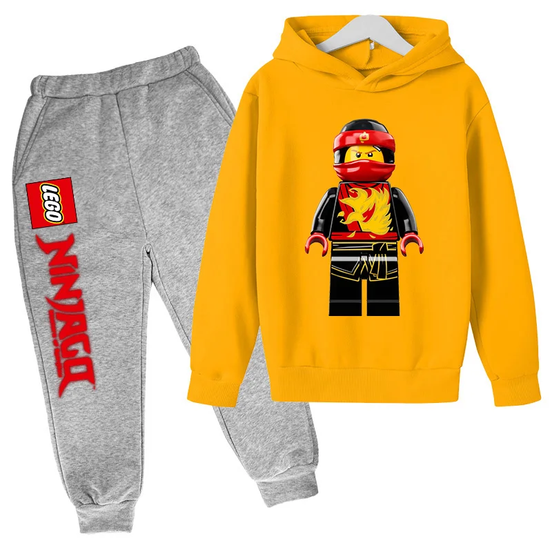 Phantom Ninja LEGO printed long-sleeved hooded sweatshirt for boys Spring and autumn hoodie clothes for big kids pants suit