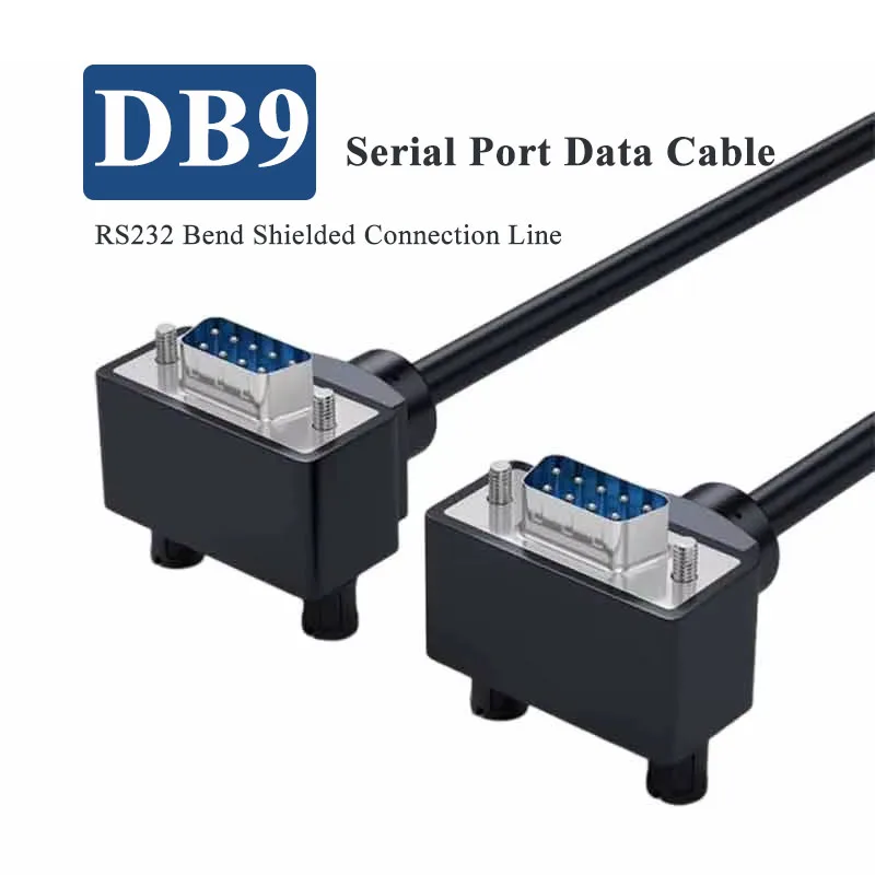 RS232 DB9 Bend Shielded Connection Line DB 9 Serial Port Data Cable Male to Male to Female 9-pin COM Port Extension Wire