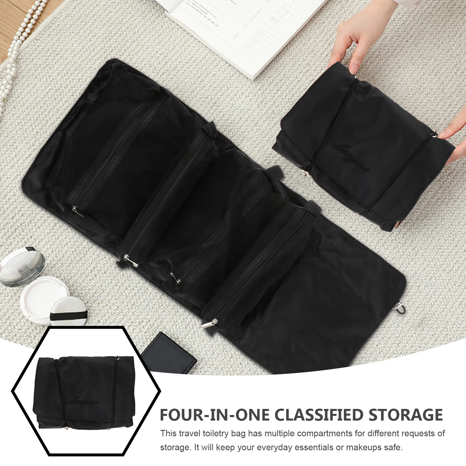 حقيبة مكياج مدمجة وخفيفة الوزن لأدوات الزينة للنساء، منظم محمول للسفر والتخزين المعلق #1