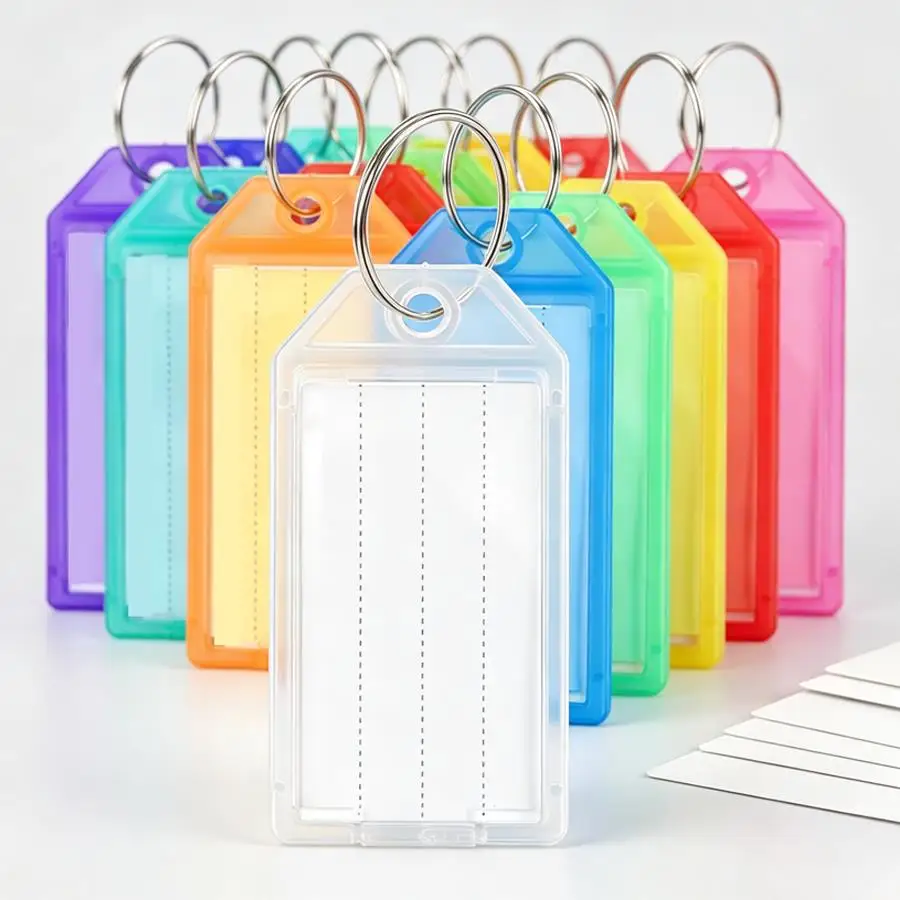 25/55pcs Plastic Luggage Tags Keychain, ID Label Holders With Blank Insert Paper, Identifier Tag for Suitcase, Backpack XJM