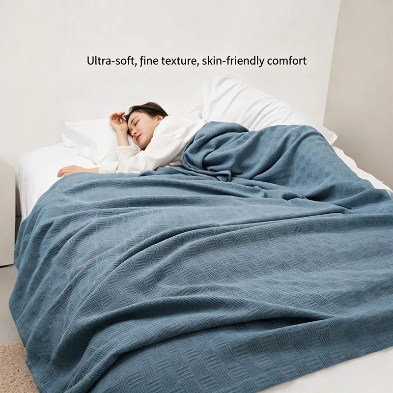 100% Cotton Waffle Blanket for Bed Sofa Summer Air Conditioning Throw Blanket Soft Breathable Plaid Bedspread King Queen Size
