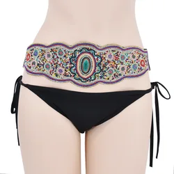 Boho Ethnic Colorful Bead Women's Belt Elegant Luxury Design Dresses Accessories Retro Wide Waistband Gypsy African Body Jewelry