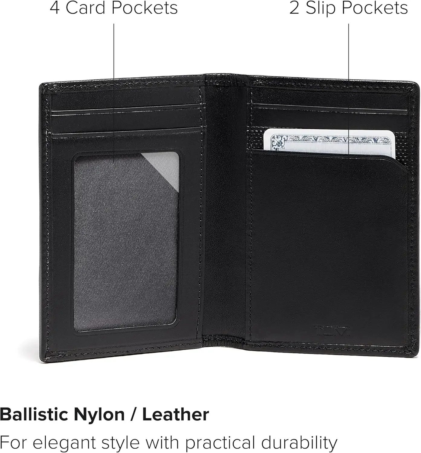 

Черный многофункциональный картхолдер с 4 отделениями для карт и 2 карманами для документов