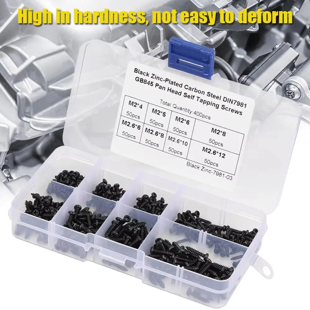 400pcs/500pcs Cross Recessed Head Self Tapping Screws Button Head Carbon Steel Pan Head Screws Self Tapping Cross Drive