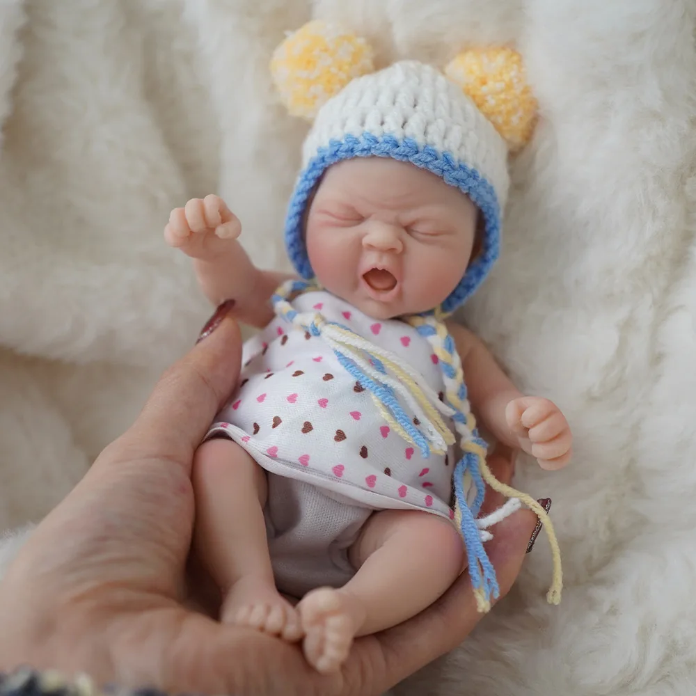 7" Micro Preemie Full Body Silicone Baby Angry Doll "Layla"and "Lan"Lifelike Mini Reborn Doll Surprice Children Anti-Stress