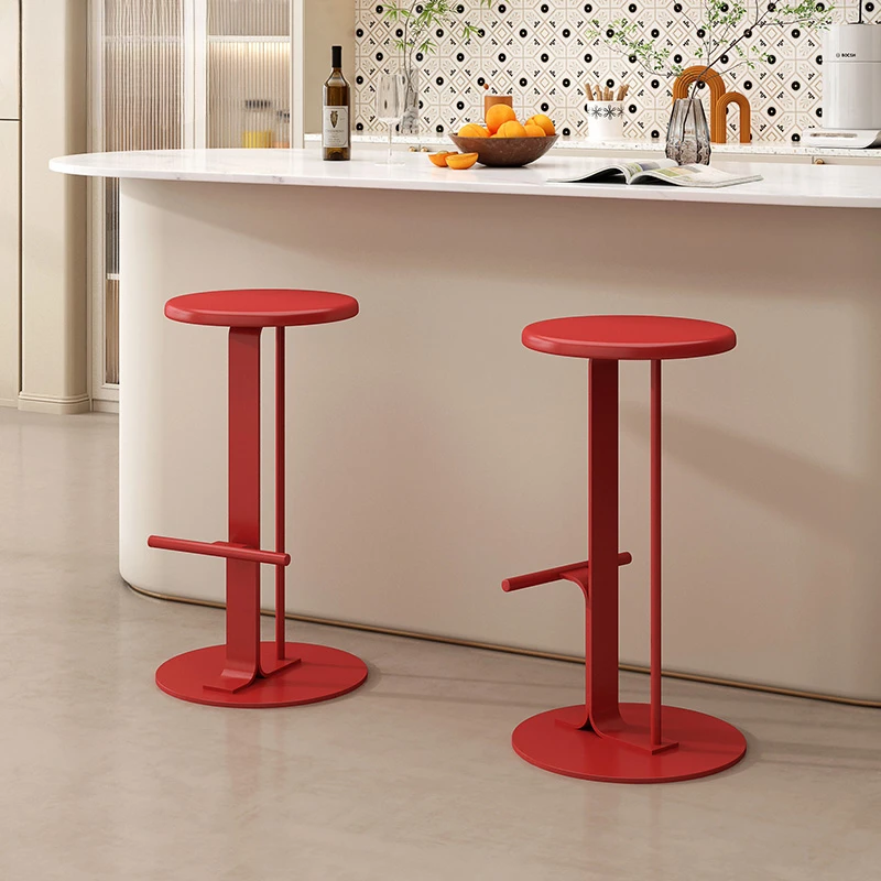 Tabouret de Bar Minimalement Moderne en Fer Chaise Haute de Styliste, Cuisson à Haute Température, Peinture, Chaises de Bar, Café, Lait, Thé, Siège de Comptoir