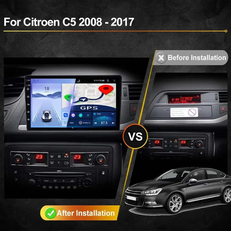 For Citroen C5 2008 - 2017 Car Radio Android Automotive Multimidia Video Player GPS Navigation Carplay Touch Screen Auto Stereo