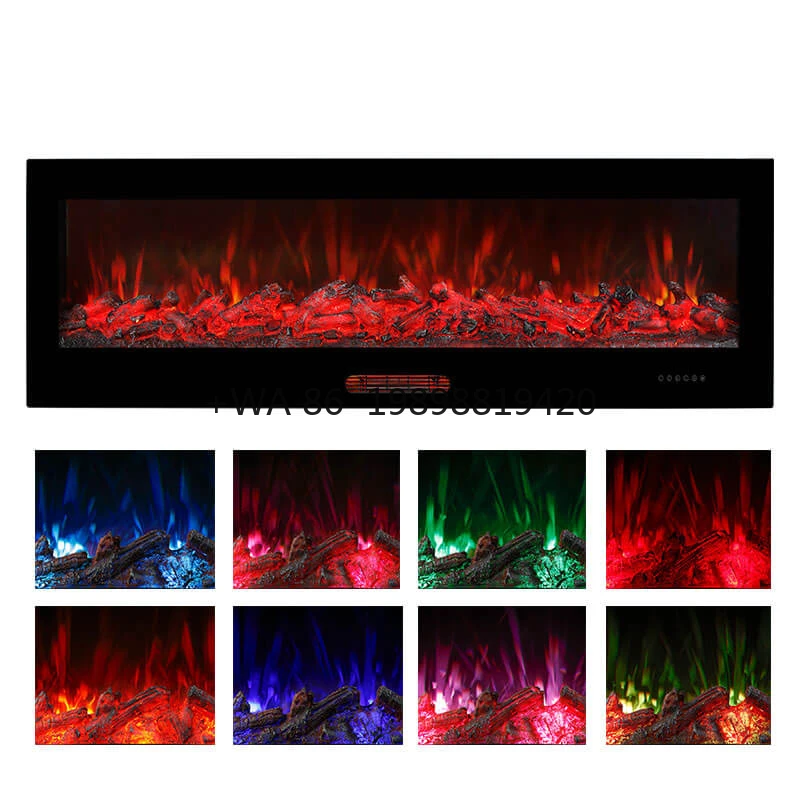 Extra Large Decorative Flame Electric Fireplace, Wall Mounted Recessed Steel Fireplace Insert for Sale