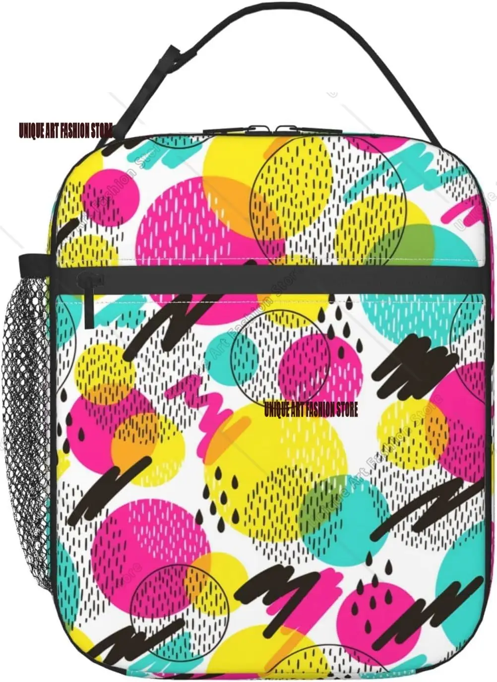 

Fashion 80s Or 90s Memphis Lunch Bag Tote Bag Insulated Lunch Box For Office Travel Picnic Beach