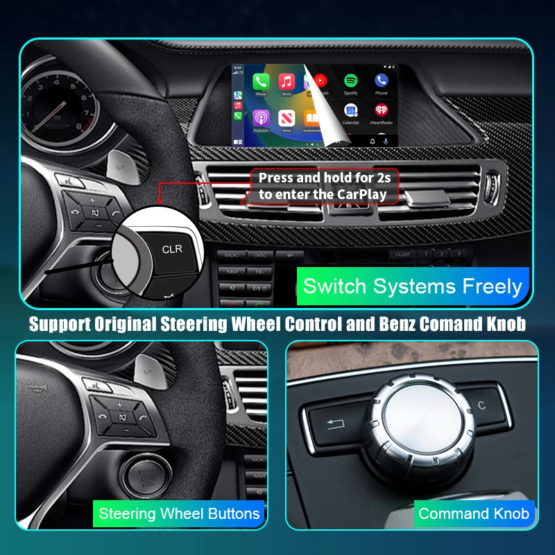 Wireless CarPlay for Mercedes Benz A Class W176 B W246 CLA GLA C-CLass W204 E-Class W212 C207 CLS W218 ML GL GLK SLK R72 G W463