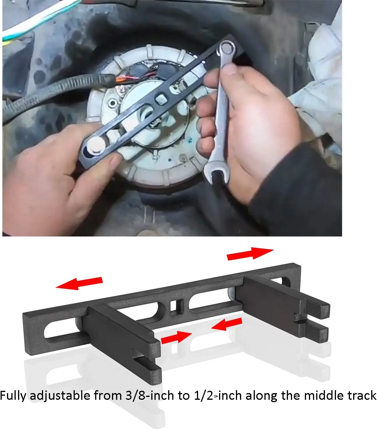 Universele 6599 Brandstoftank Borgring Tool Brandstof Afzender Tank Deksel Remover & Verstelbare Brandstofpomp Module Steeksleutel