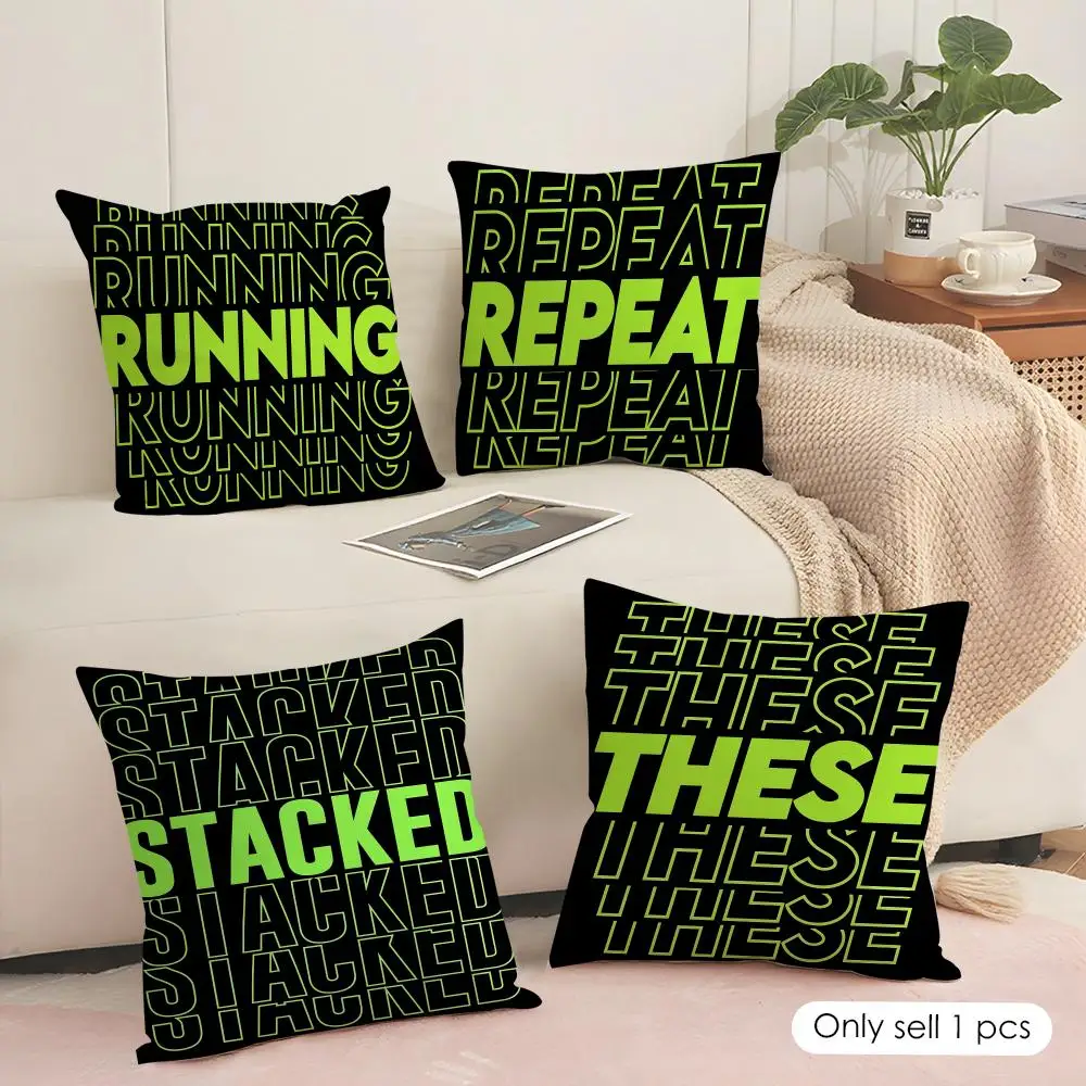 Creative Word Repeat Design Cushion Cover Soft Short Plush Pillow Cover Smooth Cozy Texture Aesthetic Cushion Case Home Decor