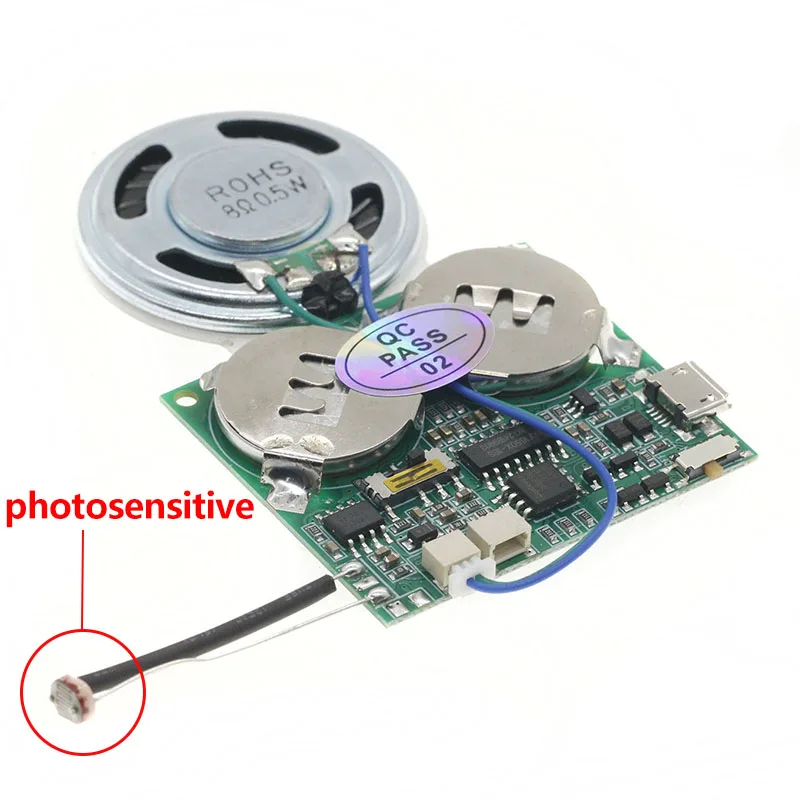 DIY Light Sensor Sound Module Micro USB Recordable Sound Chip 8M Memory Speaker Talking Programmable Music Player Box MP3