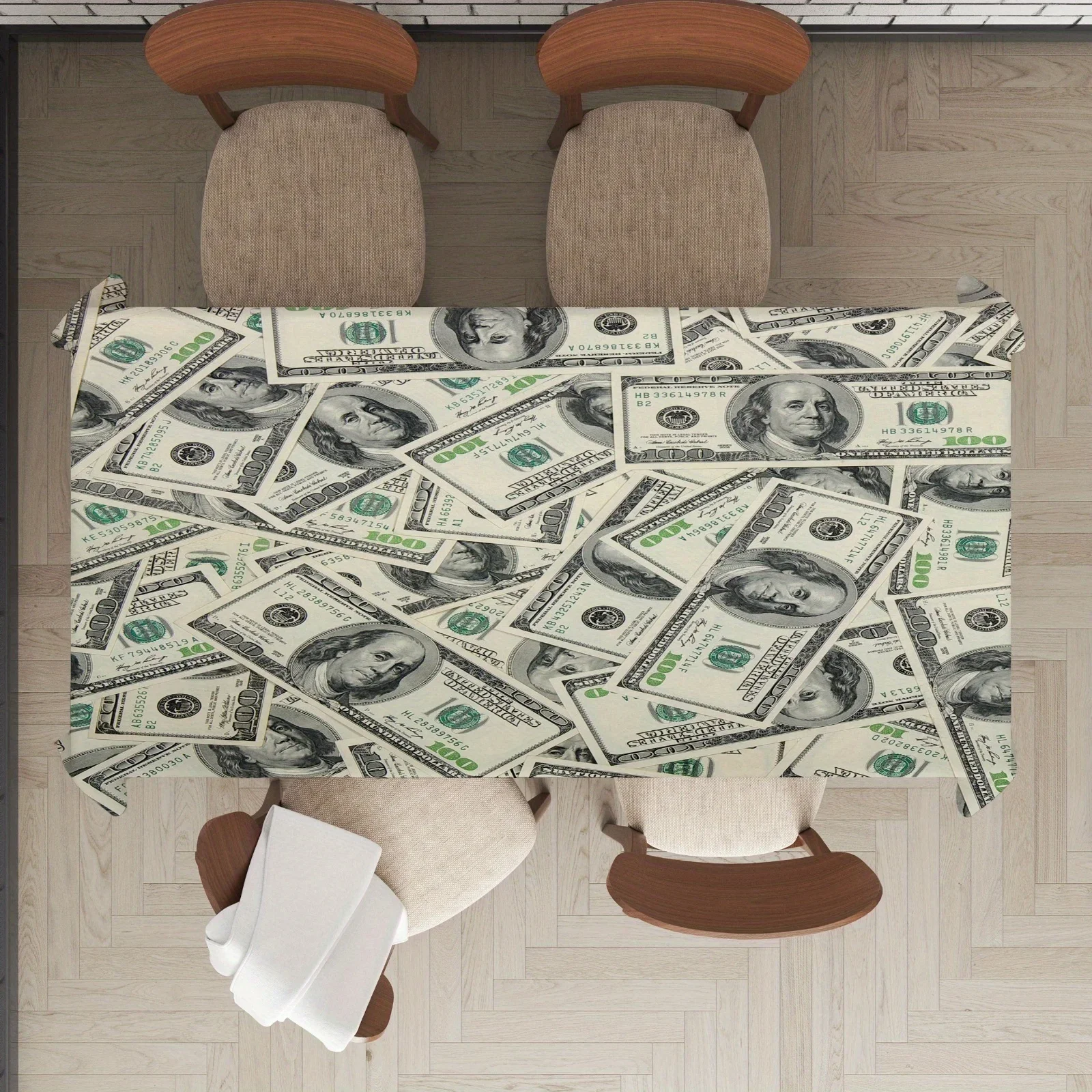 Waterproof Desk Tablecloth Cover for Home Office Desk Featuring US Dollar Bill Print Stylish Protection Mat